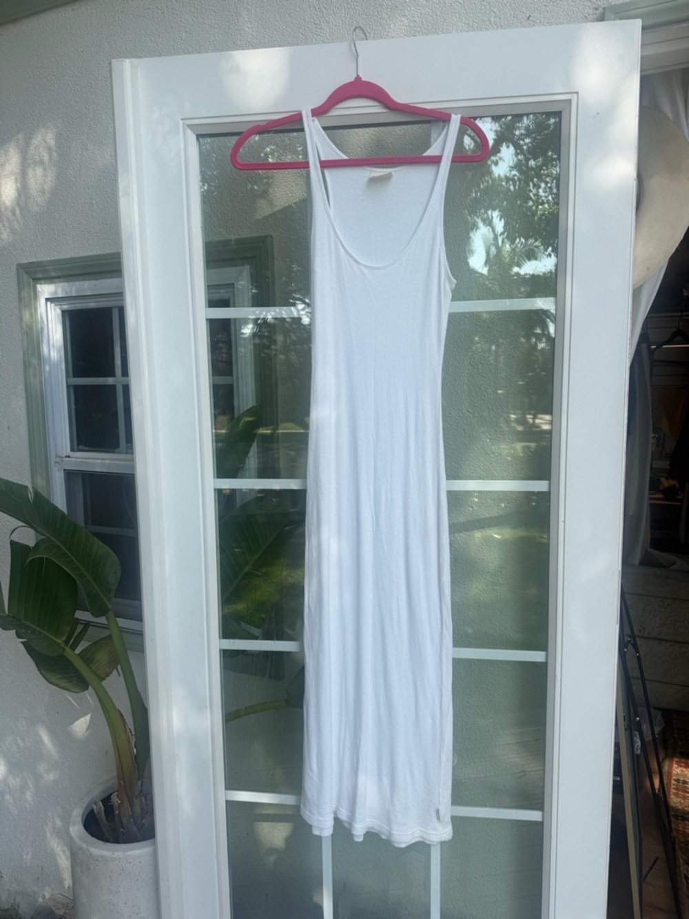 Women's White Tank Maxi Dress - Sleek Sleeveless Summer Dress Jersey knit.